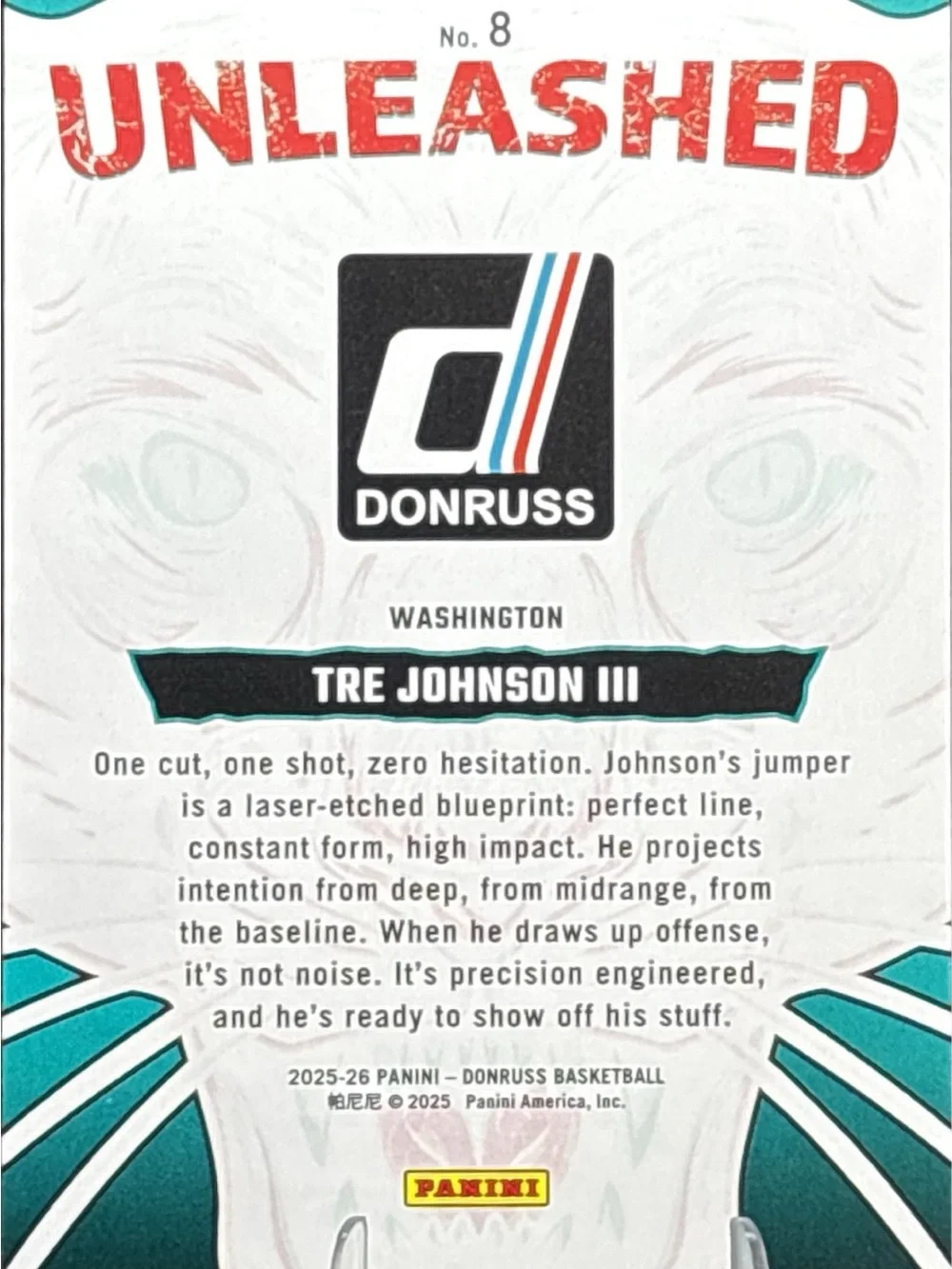 Donruss Tre Johnson III Unleashed Rookie Basketball Card